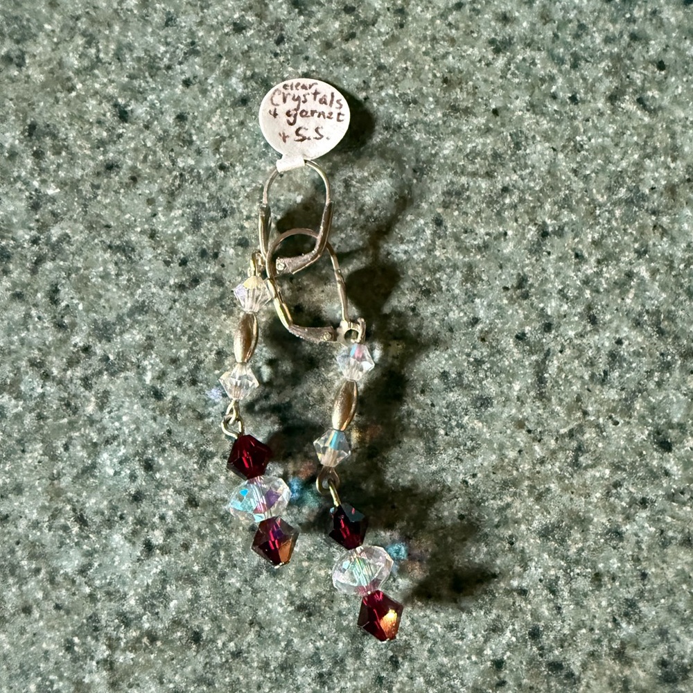 NWT Sterling Silver Crystal and Garnet Earrings